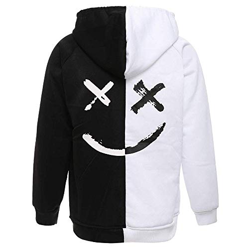 XIAOYAO Hombre Sudadera con Capucha Deportiva Manga Larga Hoodie Casual Camisa de Entrenamiento (M, Blanco Negro) XIAOYAO Hombre Sudadera con Capucha Deportiva Manga Larga Hoodie Casual Camisa de Entrenamiento (M, Blanco Negro)