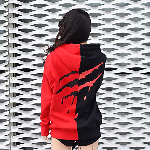 XIAOYAO Hombre Sudadera con Capucha Deportiva Manga Larga Hoodie Casual Camisa de Entrenamiento (XL, Rojo Negro 2) XIAOYAO Hombre Sudadera con Capucha Deportiva Manga Larga Hoodie Casual Camisa de Entrenamiento (XL, Rojo Negro 2)