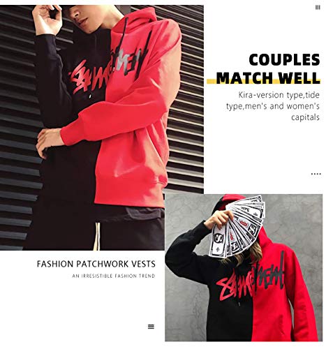 XIAOYAO Hombre Sudadera con Capucha Deportiva Manga Larga Hoodie Casual Camisa de Entrenamiento (XL, Rojo Negro 2) XIAOYAO Hombre Sudadera con Capucha Deportiva Manga Larga Hoodie Casual Camisa de Entrenamiento (XL, Rojo Negro 2)