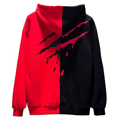 XIAOYAO Hombre Sudadera con Capucha Deportiva Manga Larga Hoodie Casual Camisa de Entrenamiento (XL, Rojo Negro 2) XIAOYAO Hombre Sudadera con Capucha Deportiva Manga Larga Hoodie Casual Camisa de Entrenamiento (XL, Rojo Negro 2)