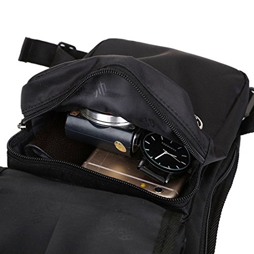 Xieben Nylon Táctica Bolsa De Pierna para Hombre Mujere Motocicleta Crossbody Hombro Bolso de Cintura Riñonera Fanny Pack Paquete Montar Viajes Senderismo Ciclismo Táctico Negro