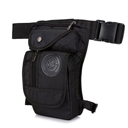 Xieben Nylon Táctica Bolsa De Pierna para Hombre Mujere Motocicleta Crossbody Hombro Bolso de Cintura Riñonera Fanny Pack Paquete Montar Viajes Senderismo Ciclismo Táctico Negro