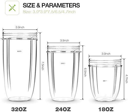 Xincheng Nutribullet Accesorios, Tazas de exprimidor para piezas de repuesto, NutriBullet 600w 900W 18OZ 24OZ 32OZ Tazas claras Xincheng Nutribullet Accesorios, Tazas de exprimidor para piezas de repuesto, NutriBullet 600w 900W 18OZ 24OZ 32OZ Tazas claras