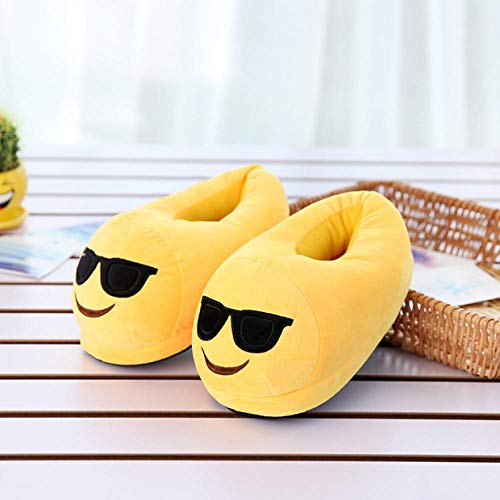 xinghui Zapatos viscoelásticos de algodón，Estar por Casa para Hombre Mujer, Dibujos Animados Emoji Poop Felpa Zapatillas Emoji Zapatillas de algodón-Boca Oblicua_36-43