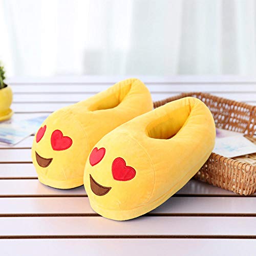 xinghui Zapatos viscoelásticos de algodón，Estar por Casa para Hombre Mujer, Dibujos Animados Emoji Poop Felpa Zapatillas Emoji Zapatillas de algodón-Boca Oblicua_36-43