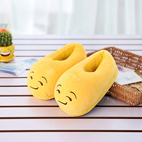 xinghui Zapatos viscoelásticos de algodón，Estar por Casa para Hombre Mujer, Dibujos Animados Emoji Poop Felpa Zapatillas Emoji Zapatillas de algodón-Boca Oblicua_36-43