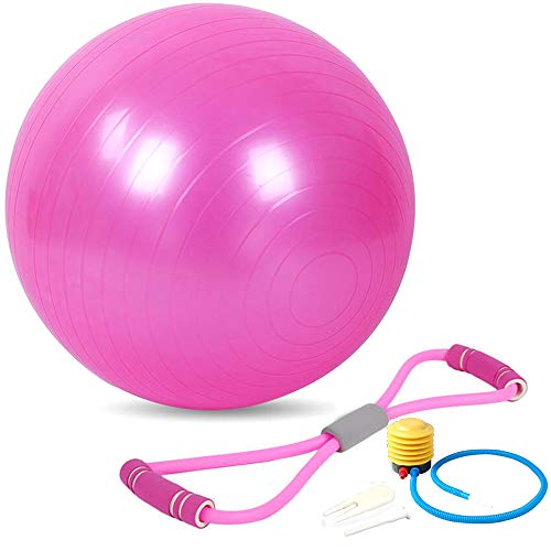 Xinlie Balance Ball 45 cm 8 Palabras Tirando de la Cuerda Ocho 8 Palabras Pecho Tirando de la Cuerda Bola del Asiento Bola de Yoga Pezziball Bola de Yoga Pilates con Bomba Bola Rosa (2 Piezas)