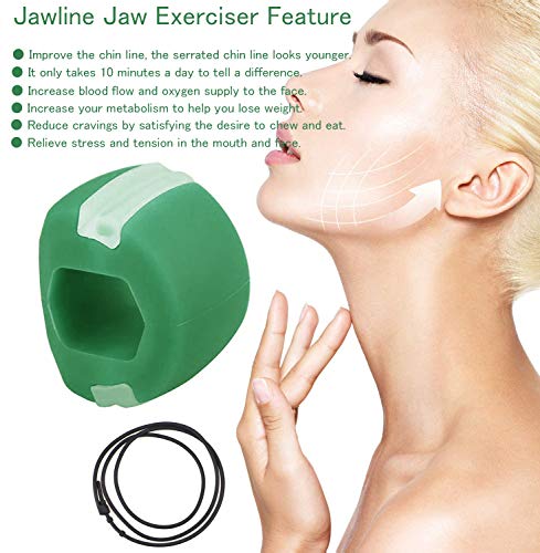 Xinmeng Jaw Exerciser Ejercicios Entrenador de mandíbula Entrenamiento de doble barbilla Ejercitador De Cara Cuello Dispositivo de fitness para entrenamiento facial. (verde)