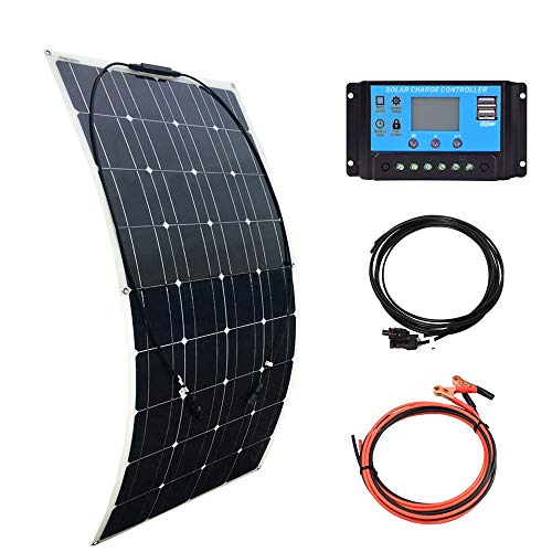 XINPUGUANG 100w 12v Kit de panel solar flexible Módulo monocristalino 10A Regulador solar para autocaravana, caravana, barco, automóvil, carga de energía de batería de 12v
