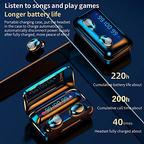 XINYU Auriculares Bluetooth 5.0,Impermeable IPX7,Sonido Estéreo 9D,Pantalla Digital LED Inteligente,2000mAh Cámara de Carga,3 en 1 Multi Cable de Carga Compatible con Phone Samsung Huawei