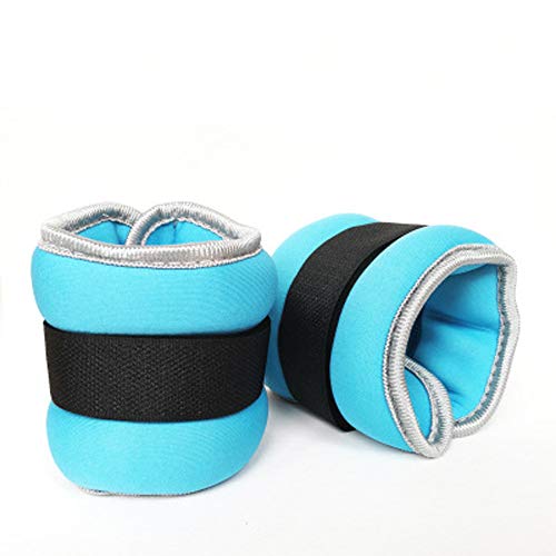 XIUNI 2pcs Saco de Arena con Peso en la muñeca del Tobillo, Anillo de Pulsera Ajustable, Brazo, Pierna, Deportes, Arena, Soporte de Peso, Mano, Saco de Arena para Trotar Gimnasia,Azul,3kg