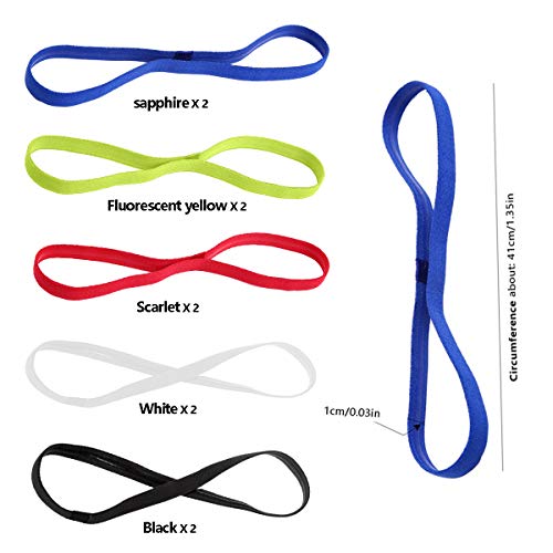 Xiuyer Diadema Deportiva Elásticas, 10 Piezas Antideslizante Bandas de Cabeza Deporte Cintas de Pelo para Mujeres y Hombres Fútbol Tenis Yoga Ejercicio(5 Colores)