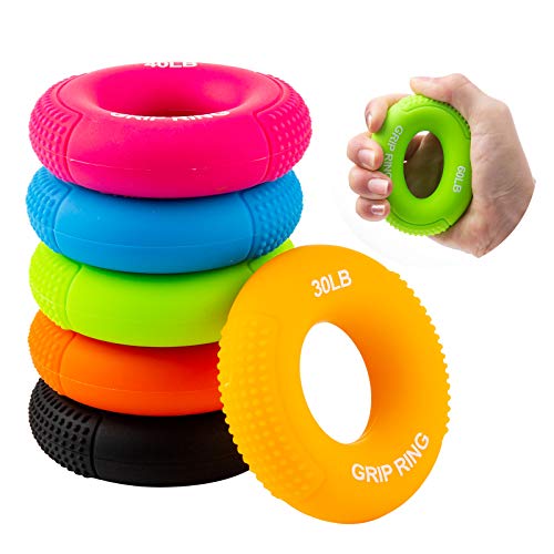 XiYee Juego de Silicona Reforzador, Anillas Ejercitador de 6 Pcs Hand Grip Trainer, Aparato de Entrenamiento de Manos y Dedos para Fortalecer los Dedos y los Antebrazos de Guitarristas, Escaladores