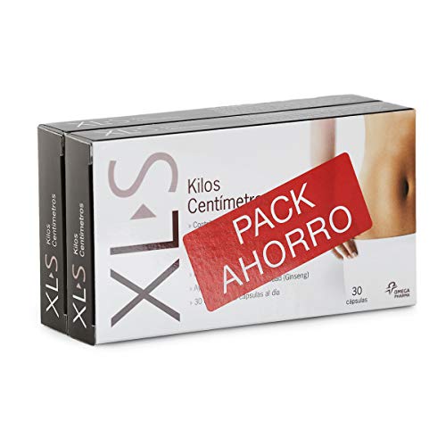 XL-S Kilos Centímetros Captagrasas Adelgazante, Tratamiento para Perder Peso, Reductor de Apetito con Guaraná y Ginseng - Pack Duplo 2 x 30 Comprimidos, 1 Mes de Tratamiento