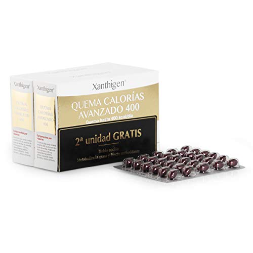 XL-S Medical Xanthigen Quema Calorías Avanzado 400, Quema 400 Kilocalorías al Día, Cápsulas Adelgazantes con Efecto Antioxidante - Pack 2 x 90 Cápsulas, 2 Meses de Tratamiento