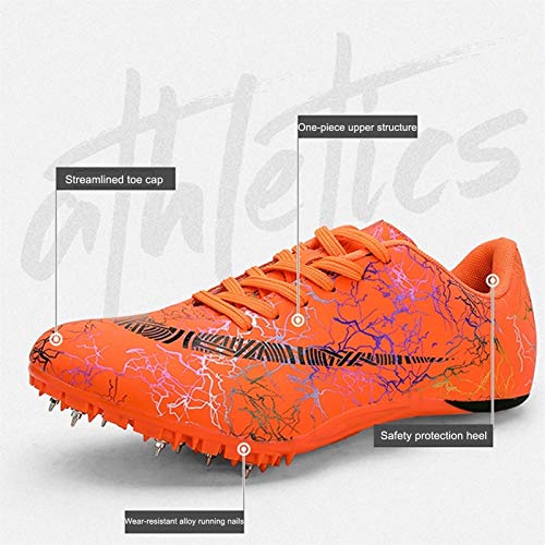 X/L Zapatillas de Atletismo Spikes Hombre Mujer Zapatillas de Correr a Distancia Zapatillas de Carrera de Atletismo atlético con Clavos Niños Niñas (Color : J, Size : 6.5 UK)