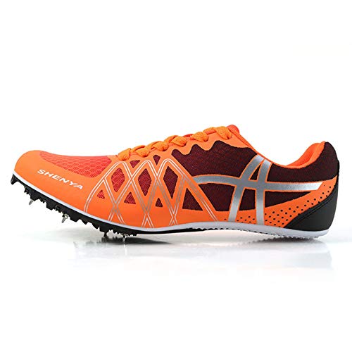 X/L Zapatos con Clavos de Pista Zapatillas de Atletismo de Atletismo para Mujer y Hombre Zapatillas de Atletismo para niños y niñas Zapatillas de Carreras con Clavos (Color : Orange, Size : 7.5 UK)