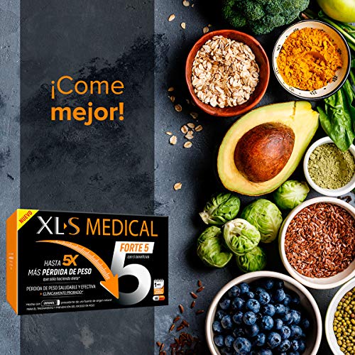 XLS Medical Forte 5 | Captagrasas | Pierde hasta 5 veces más peso que solo haciendo dieta | Perder Peso | Origen Natural 100% Vegano | 180 Cápsulas, 1 mes