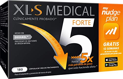XLS Medical Forte 5 + Plan Nudge & Servicio Nutricionista Gratis | Origen Natural 100% Vegano | 180 Cápsulas, 1 mes | Captagrasas | Pierde hasta 5 veces más peso que solo haciendo dieta | Perder Peso XLS Medical Forte 5 + Plan Nudge & Servicio Nutricionista Gratis | Origen Natural 100% Vegano | 180 Cápsulas, 1 mes | Captagrasas | Pierde hasta 5 veces más peso que solo haciendo dieta | Perder Peso