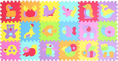 XMTMMD Suelo para Ninos Infantiles EVA Puzzle ColchonetaPara Ninos Y Infantiles EVA Puzzle Colchonetas Puzzle Rompecabezas para Cubrir el Suelo 18 Piezas Play Mat Set AMP014019G300918