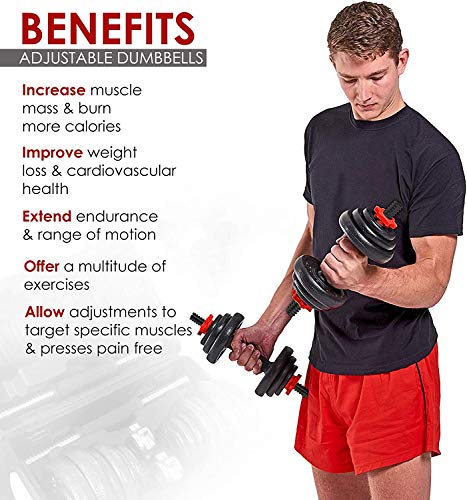Xn8 Sports Mancuernas Ajustables 15kg and 20kg - Juego de Mancuernas Ajustables Culturismo Aptitud Halterofilia Ejercicios de Gimnasio doméstico Banco de Pesa Xn8 Sports Mancuernas Ajustables 15kg and 20kg - Juego de Mancuernas Ajustables Culturismo Aptitud Halterofilia Ejercicios de Gimnasio doméstico Banco de Pesa
