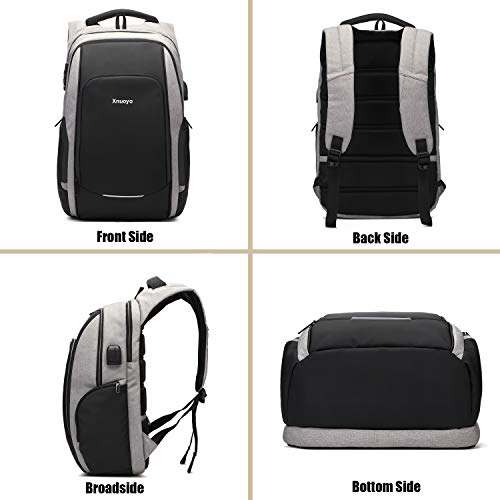 Xnuoyo Mochila Antirrobo de Portátil, 15,6 Pulgada Mochila Ordenador Portatil Resistente al Agua con el Puerto de Carga y Auriculares USB para Hombre Mujer Oficina Trabajo Diario Negocio, Gris Xnuoyo Mochila Antirrobo de Portátil, 15,6 Pulgada Mochila Ordenador Portatil Resistente al Agua con el Puerto de Carga y Auriculares USB para Hombre Mujer Oficina Trabajo Diario Negocio, Gris