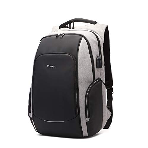 Xnuoyo Mochila Antirrobo de Portátil, 15,6 Pulgada Mochila Ordenador Portatil Resistente al Agua con el Puerto de Carga y Auriculares USB para Hombre Mujer Oficina Trabajo Diario Negocio, Gris Xnuoyo Mochila Antirrobo de Portátil, 15,6 Pulgada Mochila Ordenador Portatil Resistente al Agua con el Puerto de Carga y Auriculares USB para Hombre Mujer Oficina Trabajo Diario Negocio, Gris
