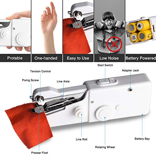Xpassion Mini Maquina de Coser Portátil de Mano,Herramienta de Puntada Rápida para Tela,Aguja y Enhebrador Uso de Viaje y Casa,Ropa o Tela de Niños con 19 Accesorios, Blanca Xpassion Mini Maquina de Coser Portátil de Mano,Herramienta de Puntada Rápida para Tela,Aguja y Enhebrador Uso de Viaje y Casa,Ropa o Tela de Niños con 19 Accesorios, Blanca