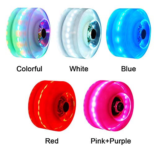 Xpccj 4 piezas luminosas ruedas de repuesto para monopatín cuatro patines rodillos para doble rodillo patinaje monopatín luz LED kernel 82 A dureza
