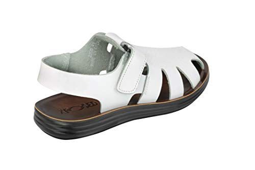 Xposed Sandalias de piel auténtica para hombre, estilo gladiador romano, color Blanco, talla 42 1/3 EU