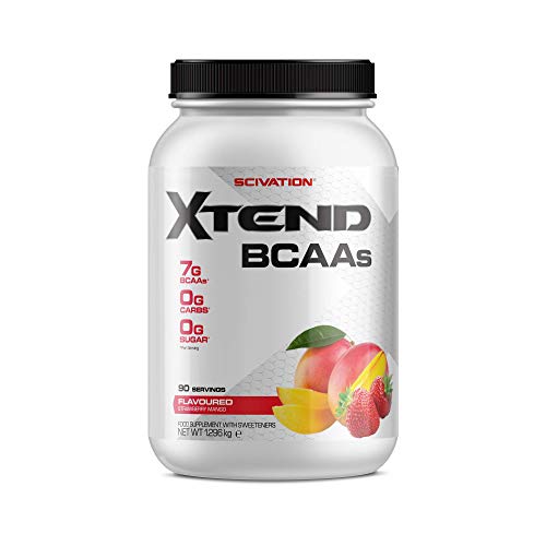 XTEND Original - Suplemento de BCAA en polvo - Mango y fresa | Aminoácidos de cadena ramificada | 7 g de BCAA con electrolitos para una mayor hidratación y recuperación | 90 raciones