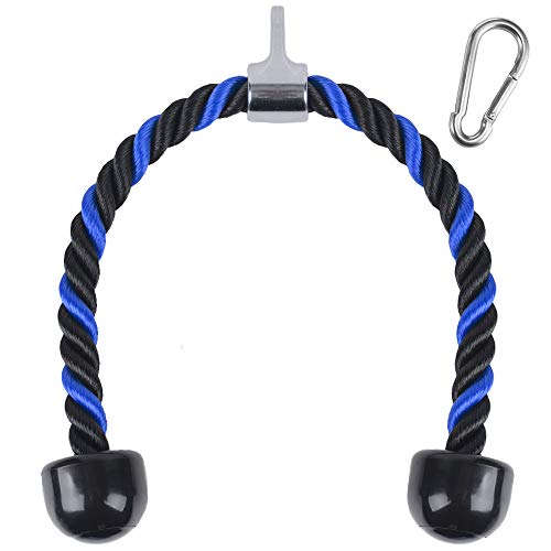 XYZDOUBLE Cuerda Tríceps Accesorio para Cable de tracción hacia Abajo con tríceps y bíceps Multi Gym Nylon Manijas Antideslizantes - Dorsal, Biceps, Triceps, Gimnasio o Hogar-Azul 90cm