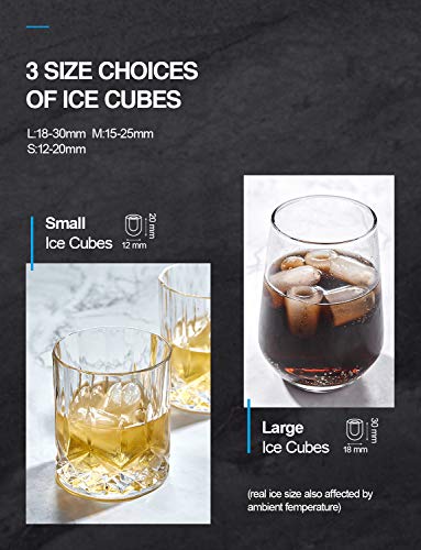 Yabano Ice Maker/Máquina para Hacer Hielo de 12 kg / 6-8 Minutos de Tiempo de Producción/Silencioso / 2L / 150 W / 2 Tamaños de Cubitos de Hielo/Acero Inoxidable/sin Conexión de Agua