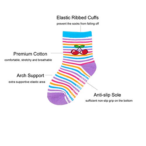 Yafane 12 Pares de Calcetines Antideslizantes para Niños Pequeños Algodón Lindo con Puños Calcetines Antideslizantes para Bebés (Niñas, 3-5 años) Yafane 12 Pares de Calcetines Antideslizantes para Niños Pequeños Algodón Lindo con Puños Calcetines Antideslizantes para Bebés (Niñas, 3-5 años)