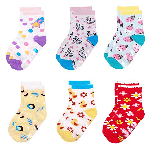 Yafane 12 Pares de Calcetines Antideslizantes para Niños Pequeños Algodón Lindo con Puños Calcetines Antideslizantes para Bebés (Niñas, 3-5 años) Yafane 12 Pares de Calcetines Antideslizantes para Niños Pequeños Algodón Lindo con Puños Calcetines Antideslizantes para Bebés (Niñas, 3-5 años)