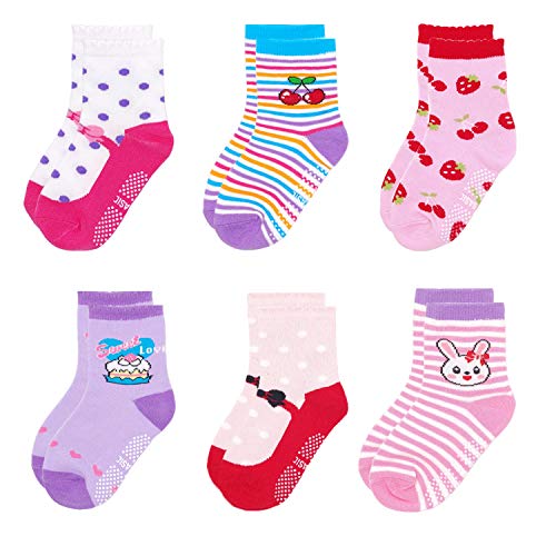 Yafane 12 Pares de Calcetines Antideslizantes para Niños Pequeños Algodón Lindo con Puños Calcetines Antideslizantes para Bebés (Niñas, 3-5 años) Yafane 12 Pares de Calcetines Antideslizantes para Niños Pequeños Algodón Lindo con Puños Calcetines Antideslizantes para Bebés (Niñas, 3-5 años)