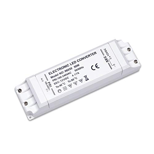 Yafido LED Transformador 220V a 12V Trafo 50W 4.17A LED Driver Fuente de Alimentación para Bajo Voltaje Bombillas G4 MR16 GU5.3 MR11 Tira LED