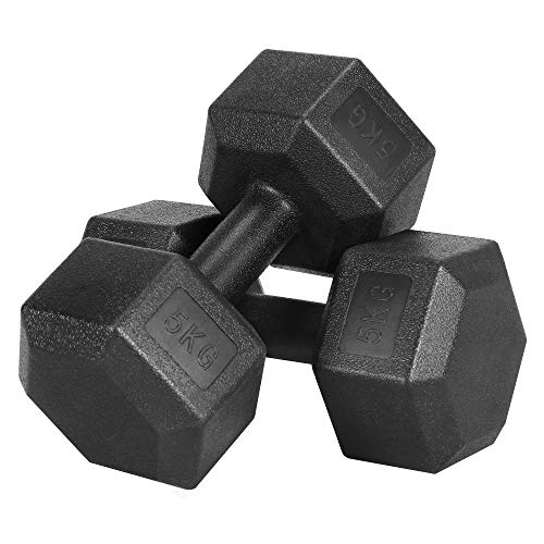 Yaheetech 2 X 5KG Mancuernas de Ejercicio Mancuernas Hexagonales Mancuernas para Gimnacio Fitness PVC Revestimiento