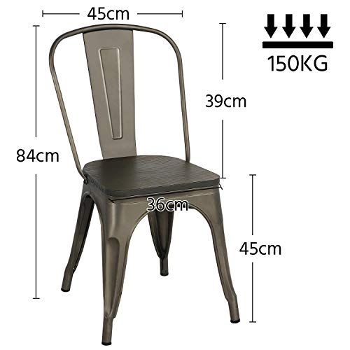 Yaheetech 4 Pieza Taburete de Bar Taburete Industrial Silla Altura 45cm MAX Carga 150 Kg Yaheetech 4 Pieza Taburete de Bar Taburete Industrial Silla Altura 45cm MAX Carga 150 Kg