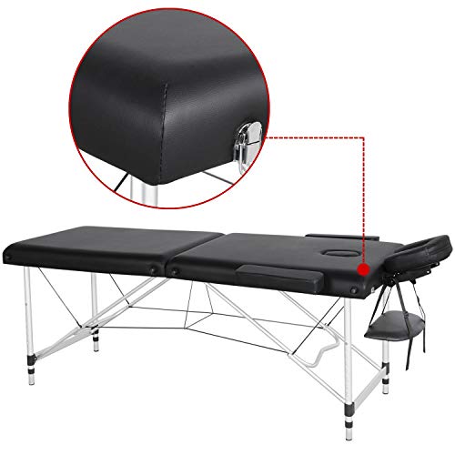 Yaheetech Cama de Masaje Camilla Plegable Cama Portátil Altura Ajustale Aluminio Ancho 70 cm