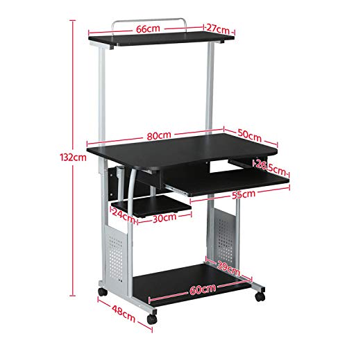 Yaheetech Mesa Ordenador Escritorio Estudio Mesa Portátil con Ruedas Bandeja Extraíble Mesa para Oficina Hogar Yaheetech Mesa Ordenador Escritorio Estudio Mesa Portátil con Ruedas Bandeja Extraíble Mesa para Oficina Hogar