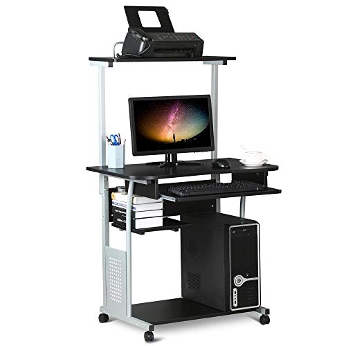 Yaheetech Mesa Ordenador Escritorio Estudio Mesa Portátil con Ruedas Bandeja Extraíble Mesa para Oficina Hogar Yaheetech Mesa Ordenador Escritorio Estudio Mesa Portátil con Ruedas Bandeja Extraíble Mesa para Oficina Hogar
