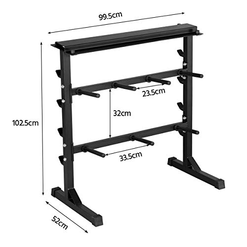 Yaheetech Soporte de Mancuernas Estante de Barbell Soporte de Barra de Pesa Carga MAX.300 kg