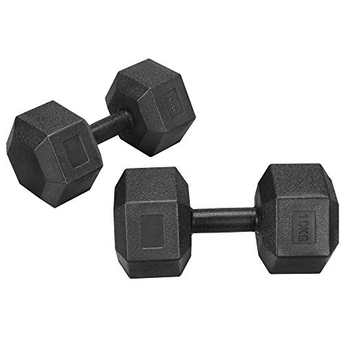 Yaheetech Un Set de 2 Piezas Mancuernas de Ejercicio Mancuerna para Gimnasio Fitness Negra 5 KG