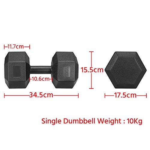 Yaheetech Un Set de 2 Piezas Mancuernas de Ejercicio Mancuerna para Gimnasio Fitness Negra 5 KG