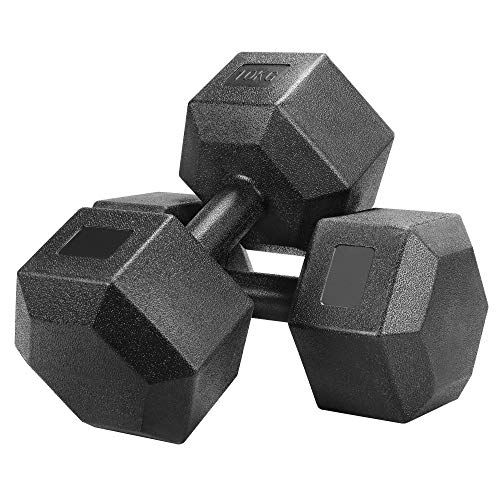 Yaheetech Un Set de 2 Piezas Mancuernas de Ejercicio Mancuerna para Gimnasio Fitness Negra 7,5 KG