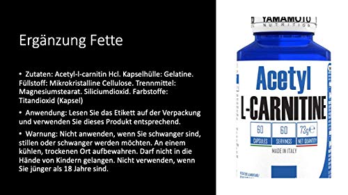 Yamamoto Nutrition Acetyl L-Carnitine 1000Mg Suplemento Dietético - 60 Cápsulas