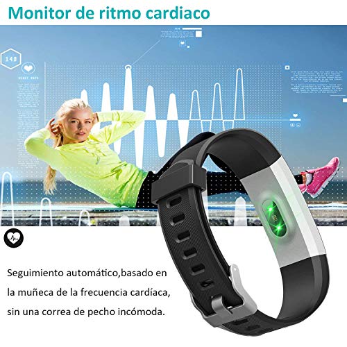 YAMAY Pulsera Actividad con Pulsómetro Mujer Hombre, Monitor de Actividad Deportiva, Ritmo Cardíaco, Impermeable IP67, Reloj Fitness, smartwatch con Podómetro