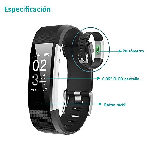 YAMAY Pulsera Actividad con Pulsómetro Mujer Hombre, Monitor de Actividad Deportiva, Ritmo Cardíaco, Impermeable IP67, Reloj Fitness, smartwatch con Podómetro