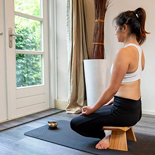 Yamkas Banco de Meditación | Taburete de Yoga de Madera Maciza de Haya | Meditation Bench para una Meditación Profunda | Hecho en Europa